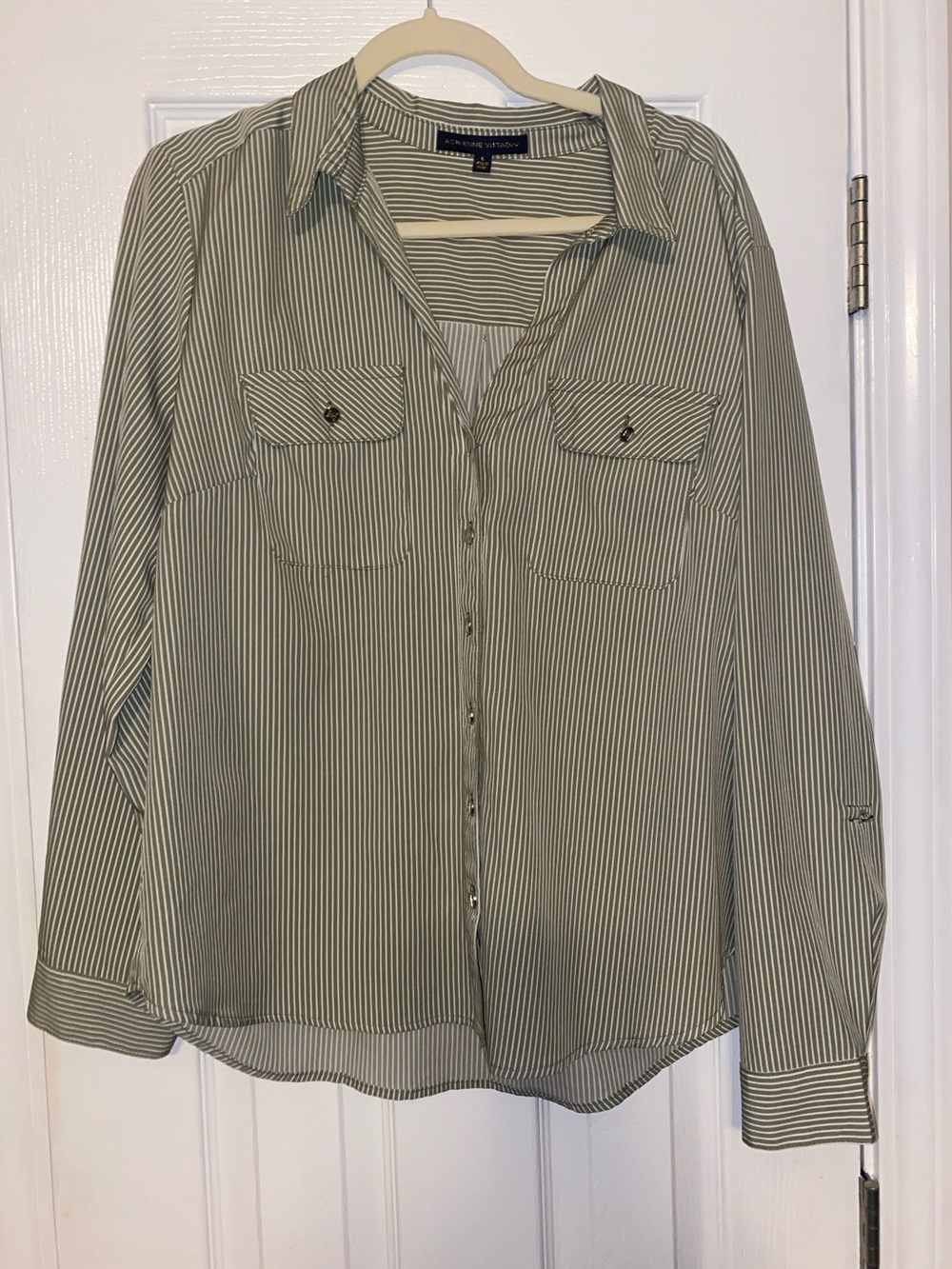 Green striped button down